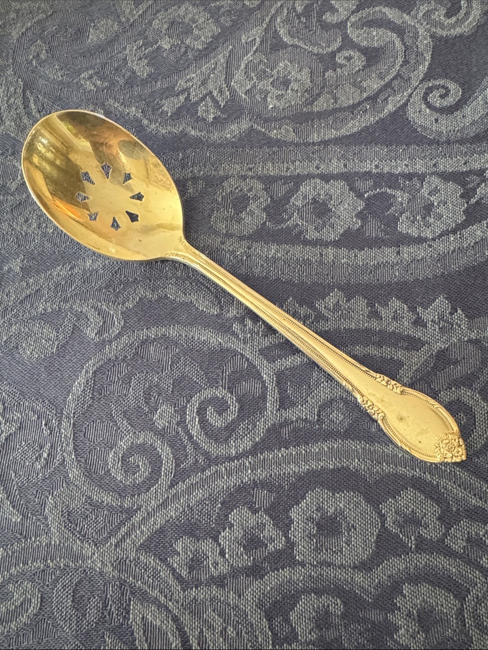 Silver plated vintage  Serving Spoon Slotted berry or olive Spoon